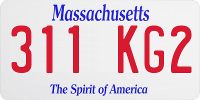 MA license plate 311KG2