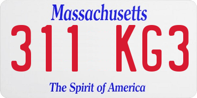MA license plate 311KG3