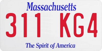 MA license plate 311KG4