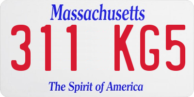 MA license plate 311KG5