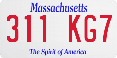 MA license plate 311KG7