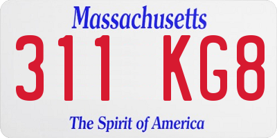 MA license plate 311KG8
