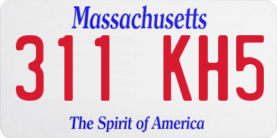MA license plate 311KH5