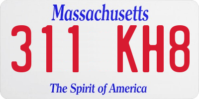 MA license plate 311KH8