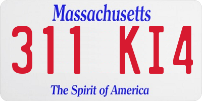 MA license plate 311KI4