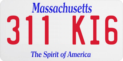 MA license plate 311KI6