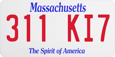 MA license plate 311KI7