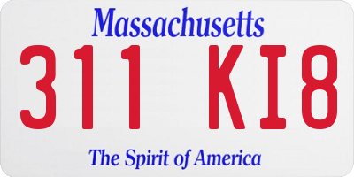 MA license plate 311KI8
