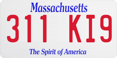 MA license plate 311KI9