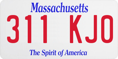 MA license plate 311KJ0