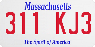 MA license plate 311KJ3