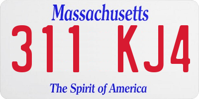 MA license plate 311KJ4