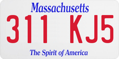 MA license plate 311KJ5