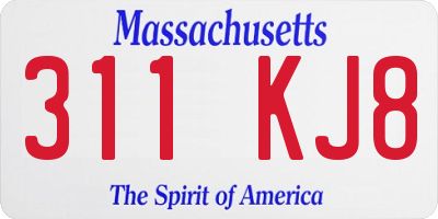 MA license plate 311KJ8