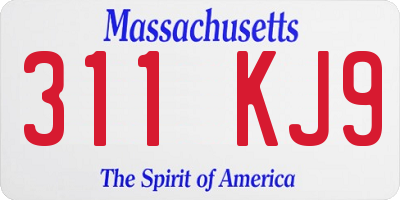 MA license plate 311KJ9