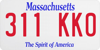 MA license plate 311KK0