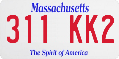 MA license plate 311KK2