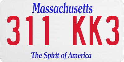 MA license plate 311KK3