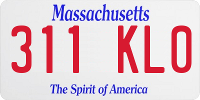 MA license plate 311KL0