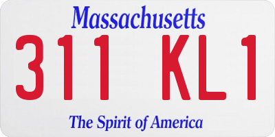 MA license plate 311KL1