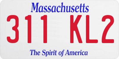 MA license plate 311KL2
