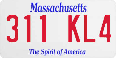 MA license plate 311KL4