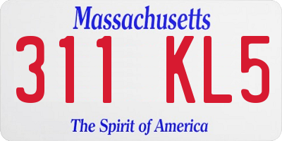 MA license plate 311KL5