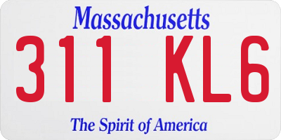 MA license plate 311KL6