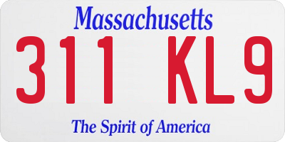 MA license plate 311KL9