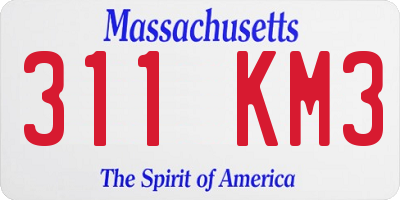 MA license plate 311KM3