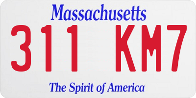 MA license plate 311KM7