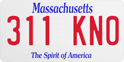 MA license plate 311KN0