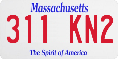MA license plate 311KN2