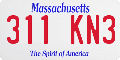 MA license plate 311KN3