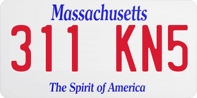MA license plate 311KN5