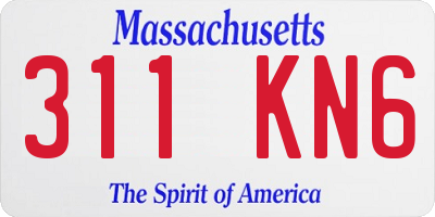 MA license plate 311KN6