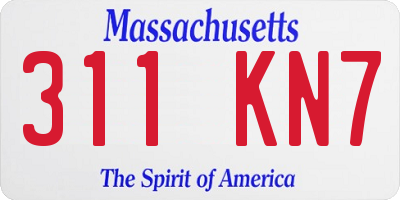MA license plate 311KN7