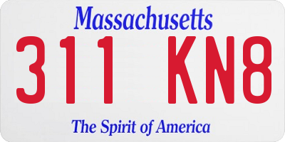 MA license plate 311KN8