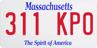 MA license plate 311KP0