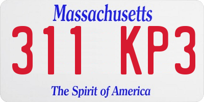 MA license plate 311KP3