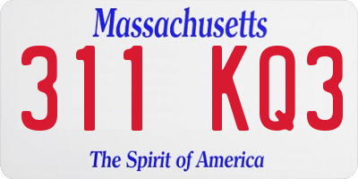 MA license plate 311KQ3