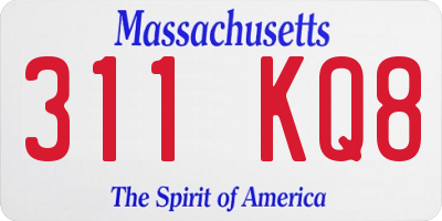 MA license plate 311KQ8