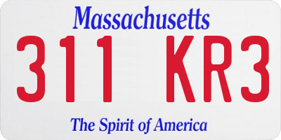 MA license plate 311KR3