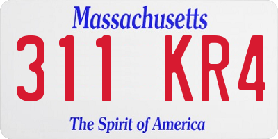 MA license plate 311KR4