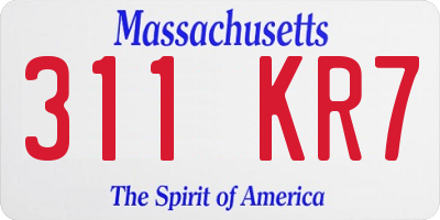 MA license plate 311KR7