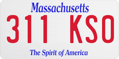 MA license plate 311KS0