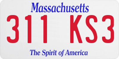 MA license plate 311KS3