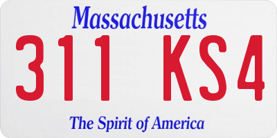 MA license plate 311KS4