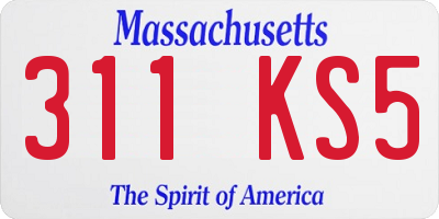 MA license plate 311KS5
