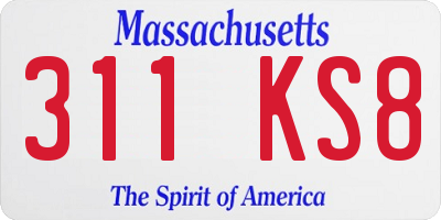 MA license plate 311KS8
